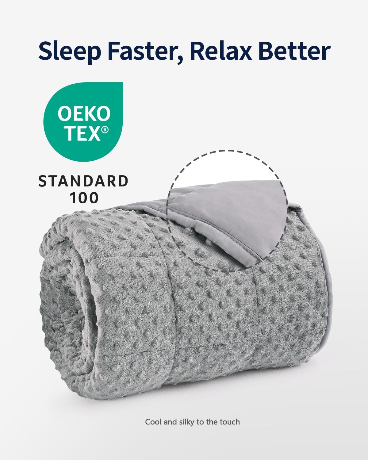 Mr. Sandman Weighted Blanket for Adults Queen Size 15 lbs, Soft Cooling Heavy Minky Blanket for Sleep, Washable Throw Blanket with Glass Beads, 60 x 80 Inches, Grey - Image 5