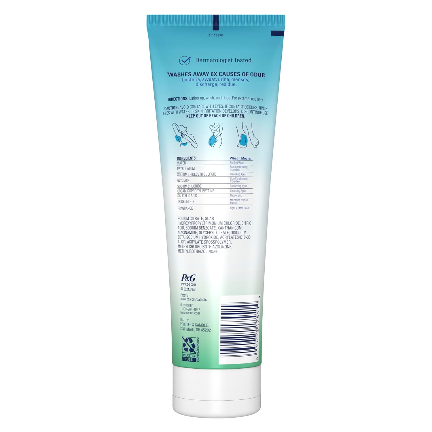 Secret Feminine Wash, 24 HR Deodorizing Feminine Body Wash for Women, Removes 6x Causes of Odor, PH Balanced, Safe to Use Everywhere, Light & Fresh, 8.0 oz - Image 11
