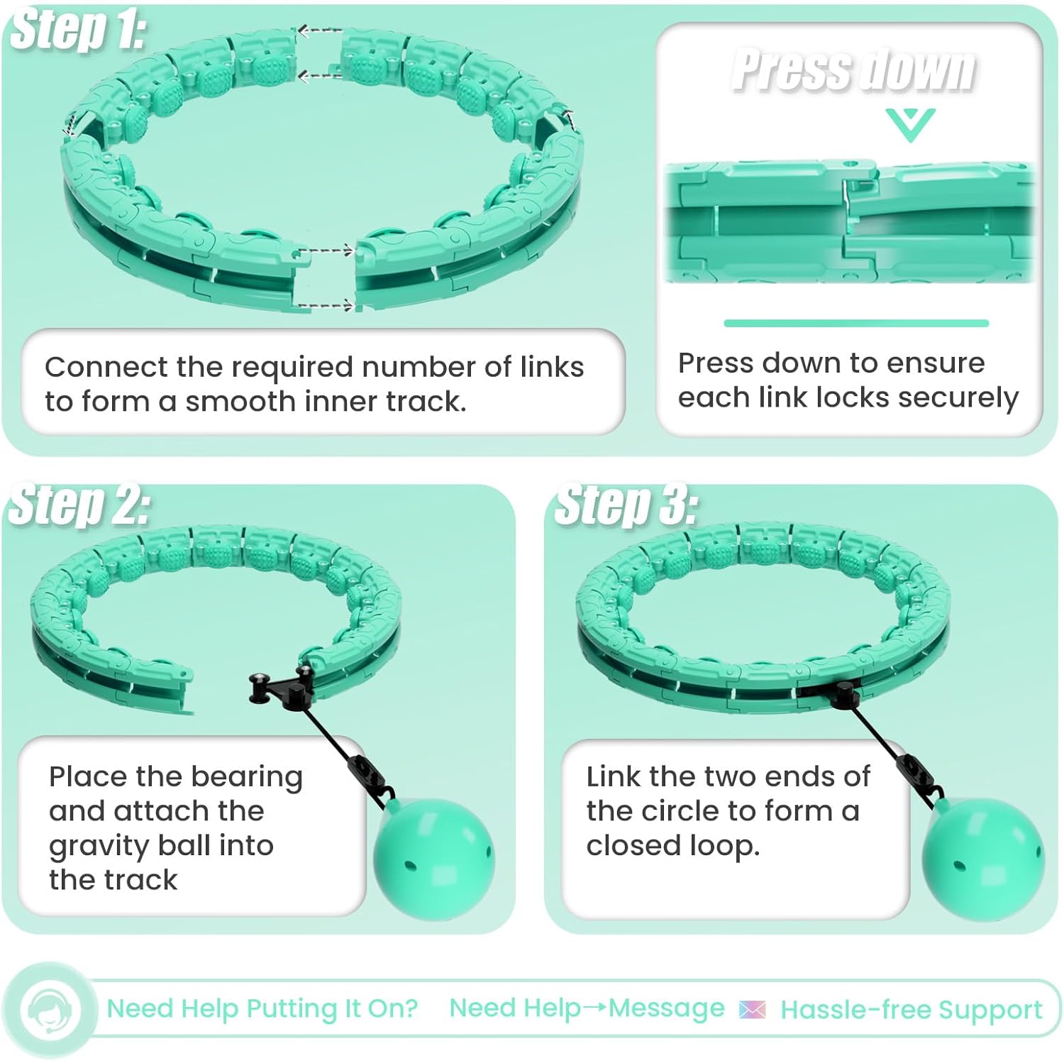Weighted Hula Infinity Circle Hoops for Weight Loss, Infinity Fitness Hoop Plus Size for Women, Adjustable 30-Link Smart Exercise Circle for Home Workout Abs & Waist Training - Image 8