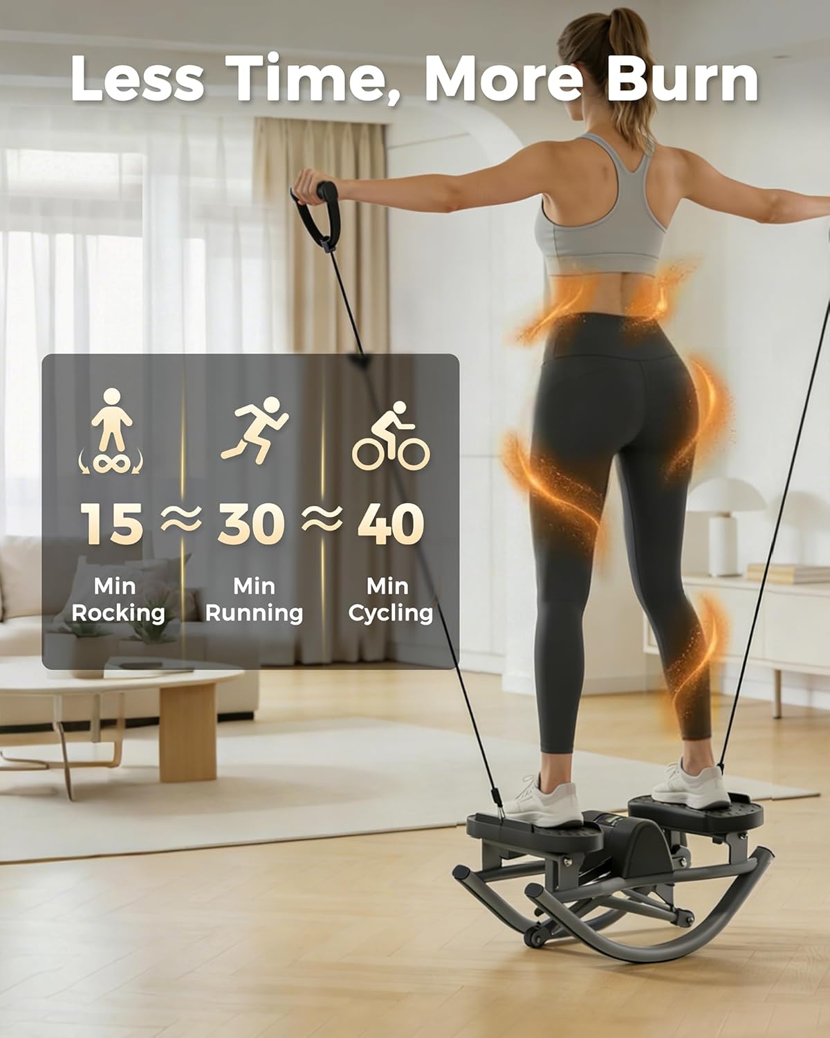 FineWay Upgraded Rock Stepper 2.0 for Exercise at Home, Rocking Stepper Side to Side, Low-Impact Knee-Friendly Exercise Machine with Resistance Bands, LCD Monitor & 330 LBS Capacity, Full Body Workout - Image 3