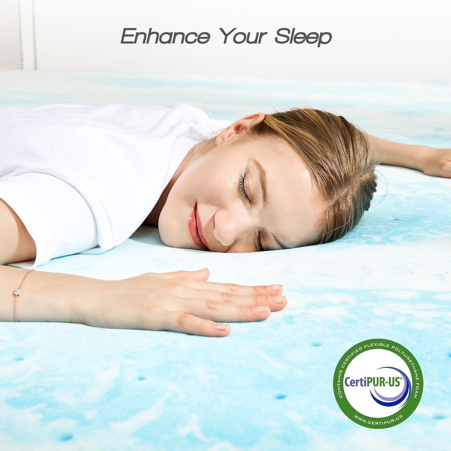 Sweetcrispy Mattress Topper Queen, 2 Inch Thick Memory Foam Gel Infused Cooling Toppers Pad for Queen Size Bed, Sleeper Sofa, RV, Camper, CertiPUR US Certified, Ventilated and Breathable, Blue - Image 6