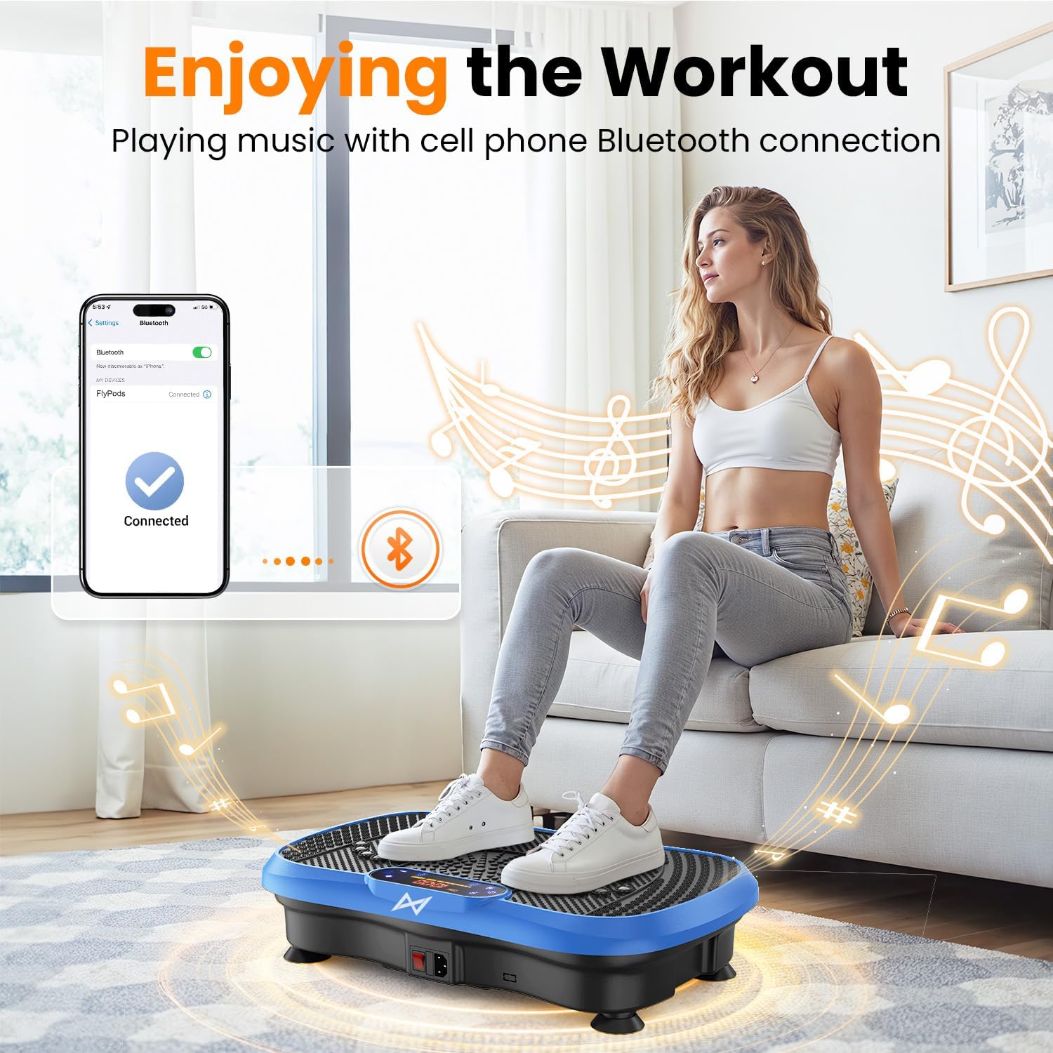 AXV Vibration Plate Fitness Platform Exercise Machine Vibrating Shaking Full Body Shaker Workout Vibrate Stand Shake Board Sport for Weight Loss Fat Burner for Gym Home Office - Image 3
