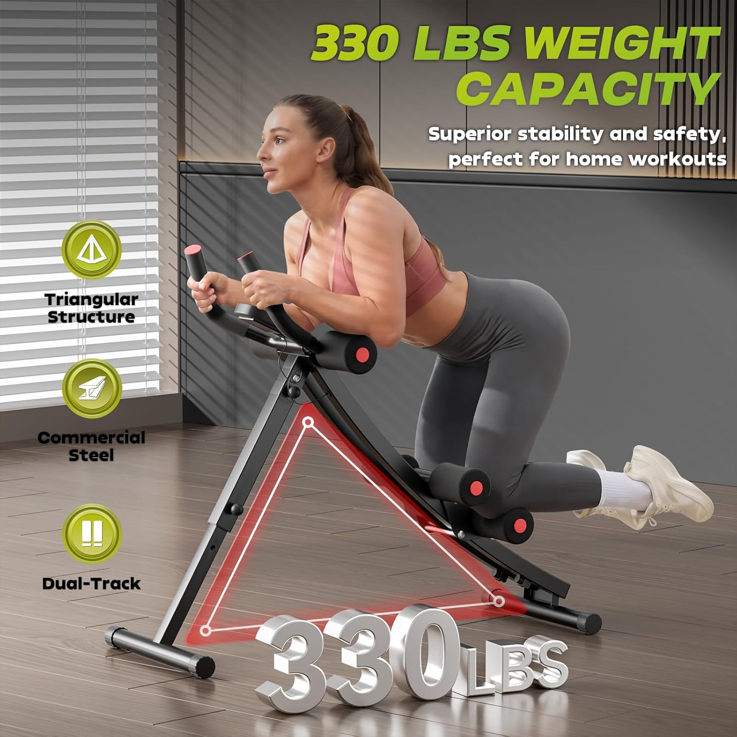 BODY RHYTHM Dual-Track Ab Machine with 4 Adjustable Heights, Foldable Core & Abdominal Exercise Machine, Total AB Workout Equipment for Home Gym, Ab Women Exercise Fitnes Trainer. - Image 7