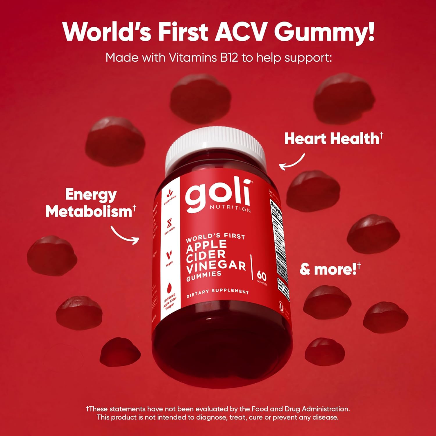 Goli Apple Cider Vinegar Gummies – ACV Gummies with Vitamin B12 for Digestion, Energy & Wellness (Vegan, Non-GMO) - Image 4