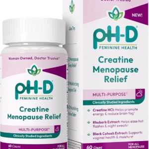 pH-D Feminine Health Creatine Menopause Relief, Brain Fog, Hot Flash, and Dryness Management, Menopause Pills (60 ct)
