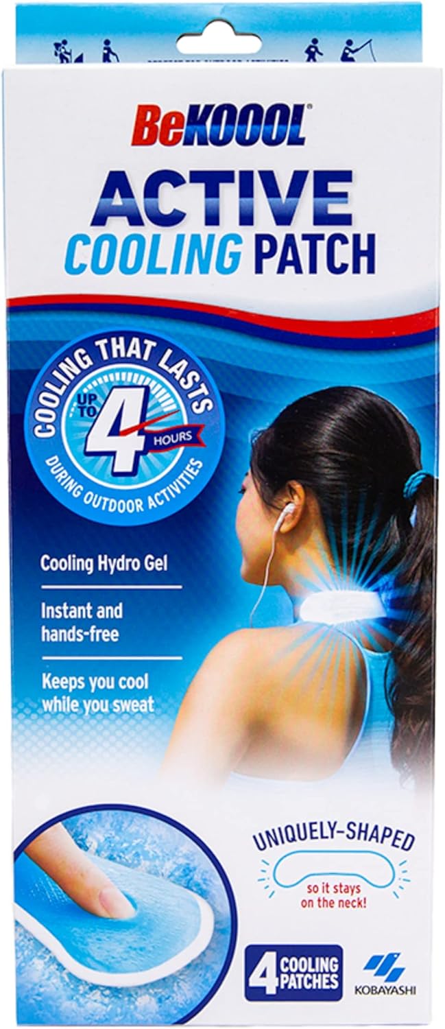 BeKOOOL® Active Cooling Patches (4 Count) – Instant Neck Cooling Relief for Sports, Outdoor Activities & Heat Relief – Portable Hydro Gel Cooling Pads