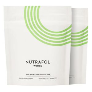 Nutrafol Women's Hair Growth Supplements, Ages 18-44, Clinically Proven for Visibly Thicker and Stronger Hair in 3-6 Months, Dermatologist Recommended - 2 Month Supply, 2 Refill Pouches