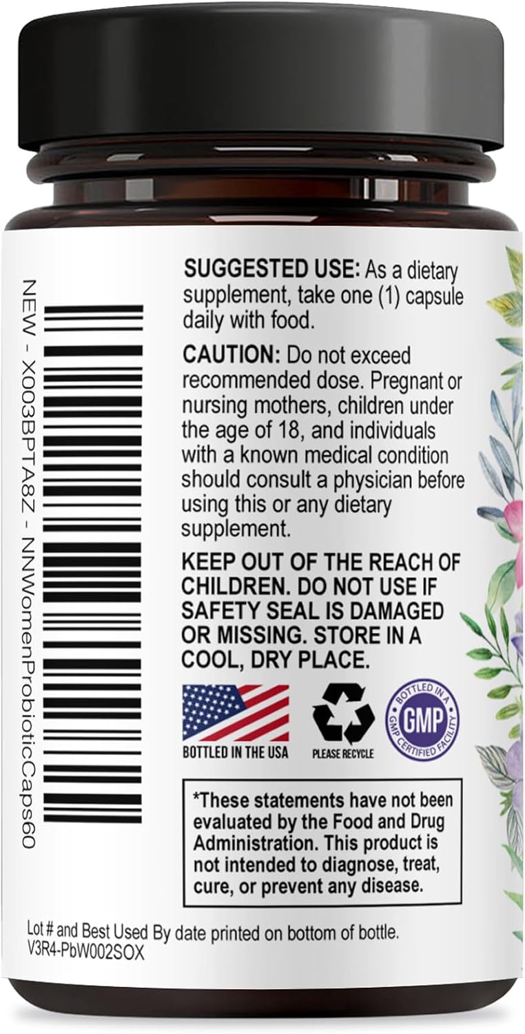 Probiotics for Women - Probiotic Blend 50 Billion CFU Per Cap - 16 Feminine Health Strains Women's Probiotic - Prebiotic for Vaginal PH Balance, Urinary UT Health Support - Bottled USA - 60 Capsules - Image 8