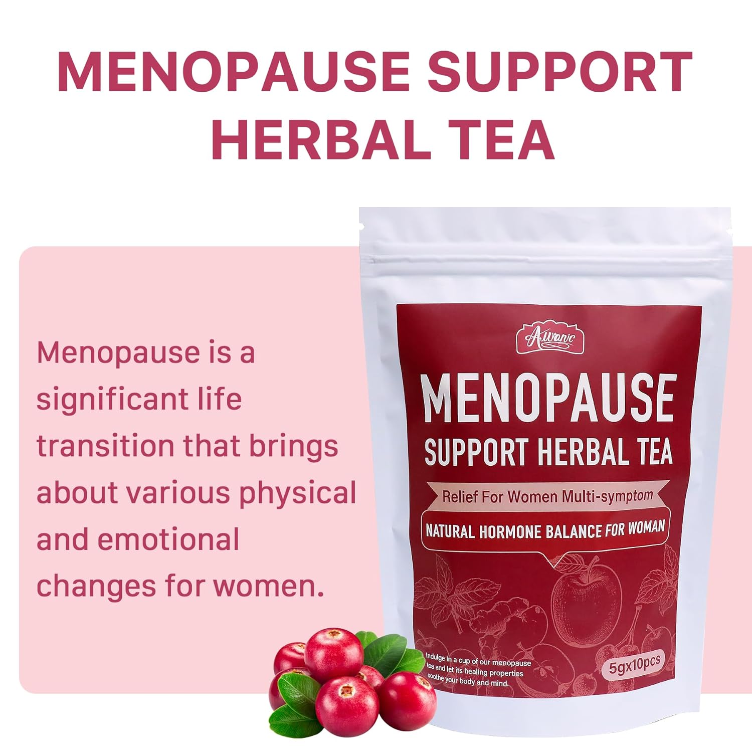 Auranic Menopause Support Herbal Tea - Natural Hormone Balance for Women, Relief for Women Multi-Symptom with Alleviates Hot Flashes, Night Sweats & Mood Swings, Menopause Comfort Teabags - Image 6