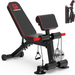 Adjustable Weight Bench - Utility workout Benches for Exercise, Free Installation Design for Portable Fitness Strength Training Equipment at Home Gym