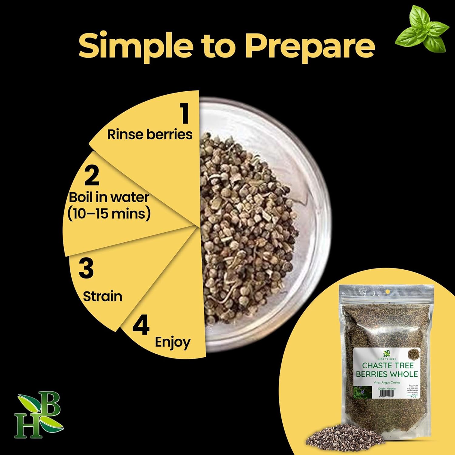 Herb To Body Chaste Tree Berry Whole – 4oz, Wildcrafted and Dried Vitex Berry for Chasteberry Tea for Women’s Wellness - Image 7