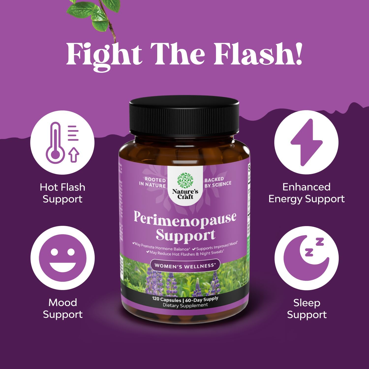 Complete Perimenopause Supplement for Women - Multibenefit Menopause Ease for Women with Maca Root Vitex Berry & Black Cohosh for Hot Flashes Night Sweats Hormone Balance and Mood Support - 120 Count - Image 4