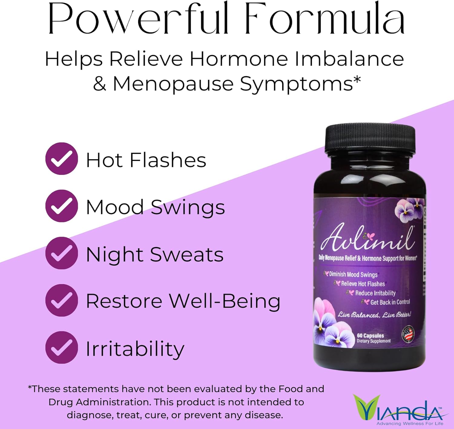 Hormone Balance & Menopause | Relief from Mood Swings, Hot Flashes, Night Sweats & Irritability - Isoflavones, Black Cohosh, Raspberry, Valerian, Sage, Red Clover, Lemon Balm - 60 Count (6) - Image 3