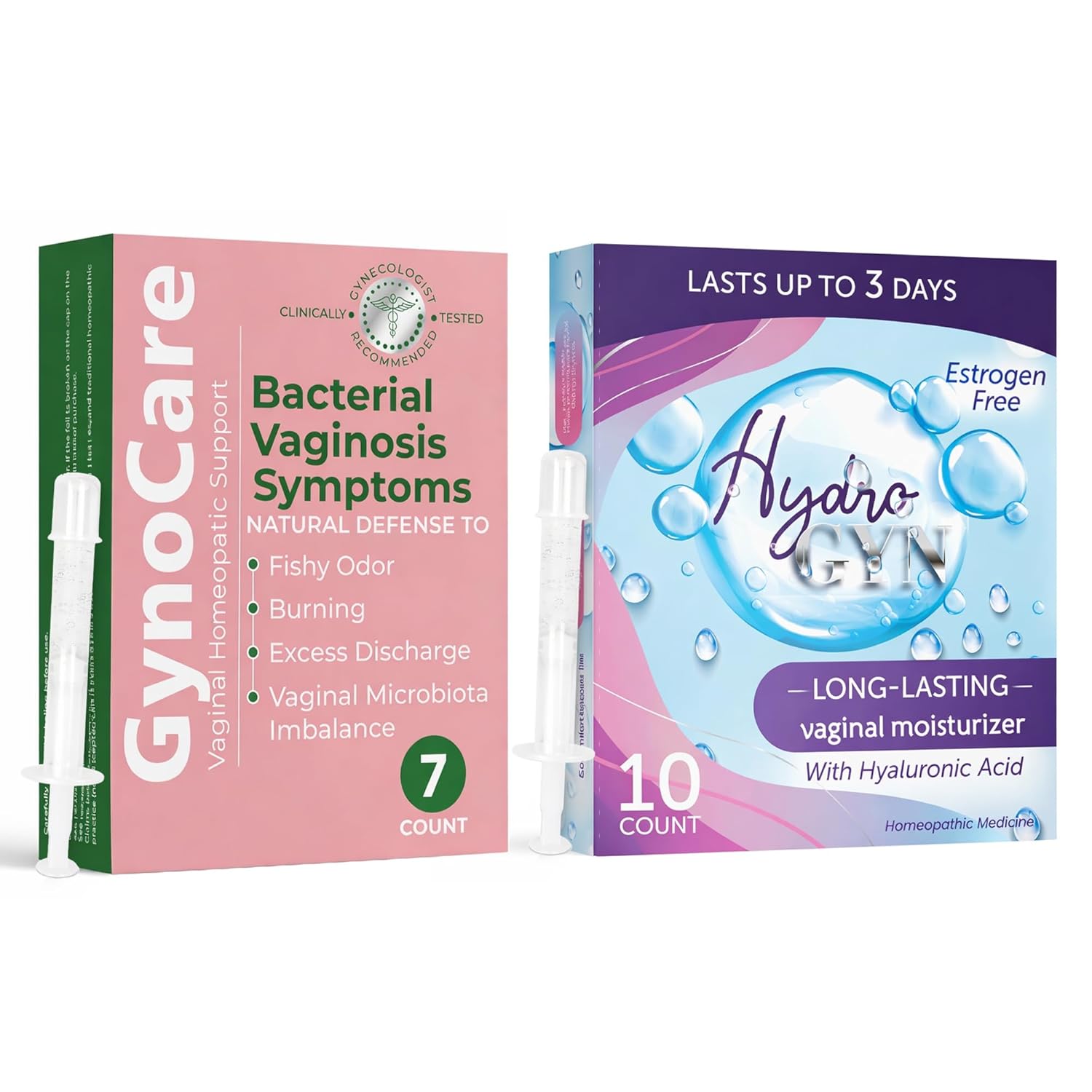 Complete Vaginal Health Bundle for Women | Hydro GYN Vaginal Moisturizer for Dryness & Irritation + Bacterial Vaginosis Treatment for Odor, Itching, Discharge & Vaginal Microbiota Balance | Hormone-Fr
