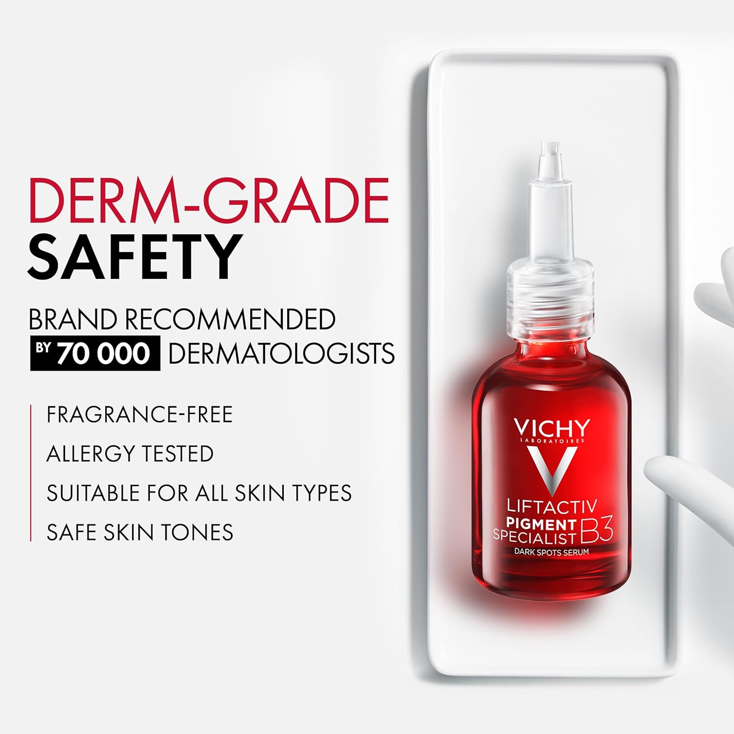 Vichy LiftActiv B3 Serum 5% Niacinamide + Glycolic Acid + Tranexamic Acid + Peptides, Fades Dark Spots & Smooths Wrinkles In 8 Weeks, Discoloration Correcting Serum, Alcohol Free - Image 6