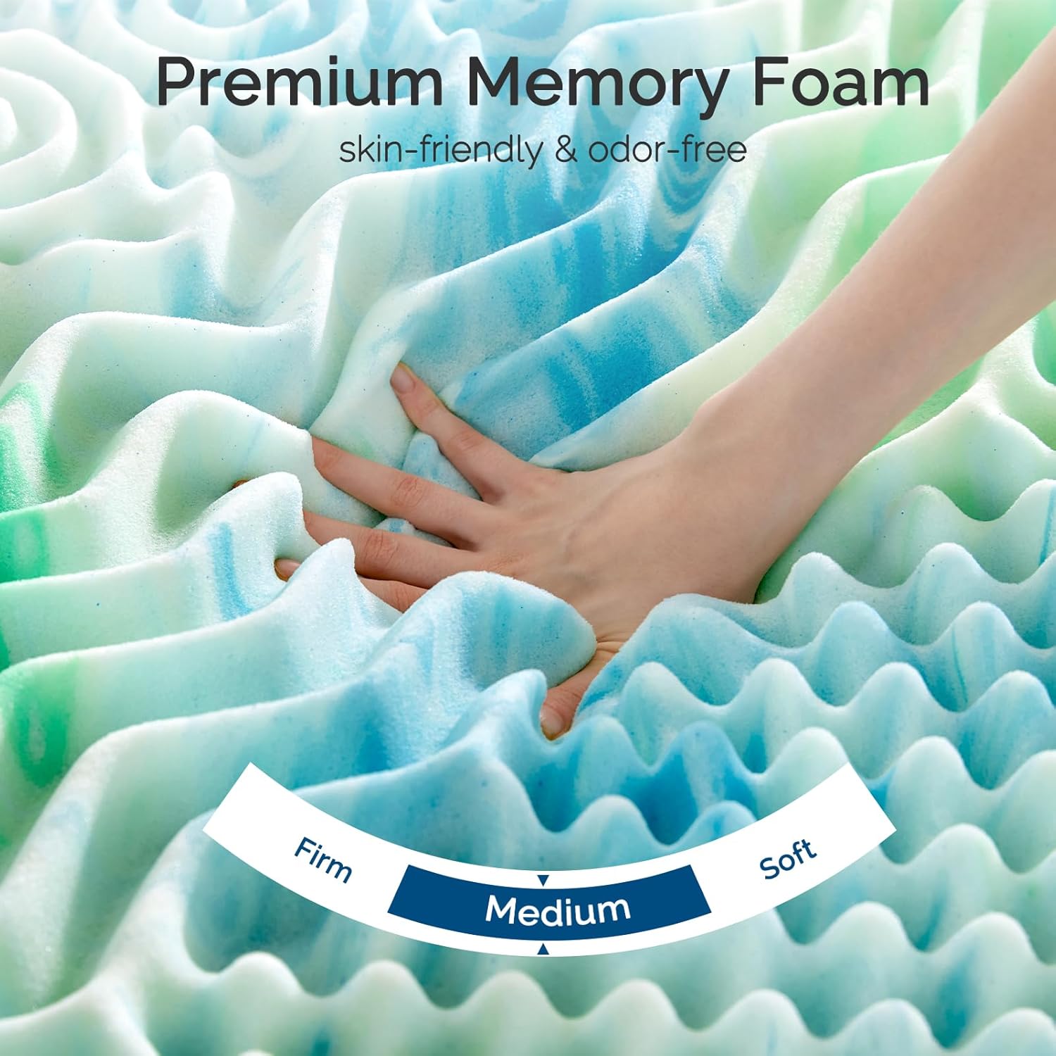 SOOSLEEPY 3 Inch 7-Zone Full Memory Foam Mattress Topper Egg Crate Cooling Gel Infused Mattress Pad Bed Topper for Pressure Relief and Back Pain Soft & Breathable, CertiPUR-US Certified - Image 7