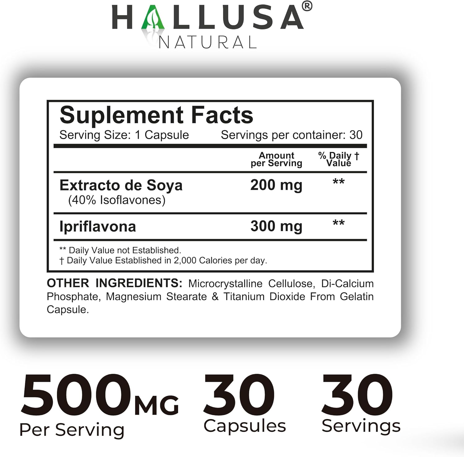 "N/A" Hallmenopaus - Menopause Supplements for Women, 30 Capsules, Hormonal & Estrogen Balance, Mood, Hot Flashes, Night Sweats Support, 40% Soy Isoflavones 200 mg & Ipriflavone 300 mg - Image 6