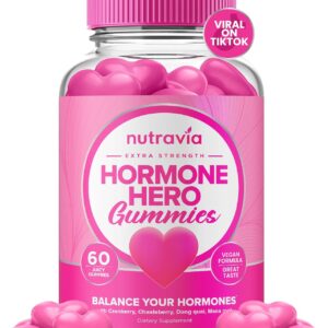 Hormone Balance For Women Gummies + PMS Relief Supplement - Supports Mood Swings, Clear Skin, Reduced Cramps and Bloating - Hormonal PMS Gummies PCOS Vitamin with Cranberry, Dong Quai (60 Gummies)