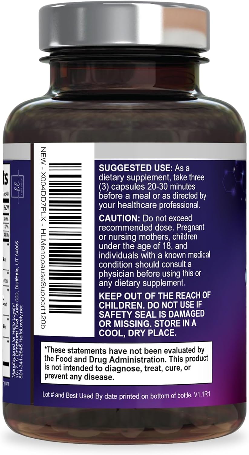 Menopause Supplements for Women - Hot Flash Night Sweats & Menopause Relief Pills - Probiotic Blend 8 Billion CFU Per Serving with Dong Quai & Black Cohosh - Vaginal, Digestive Support - 120 Capsules - Image 8