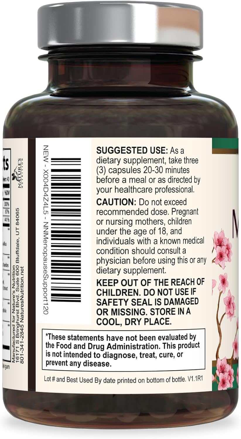 Menopause Supplement for Women - Natural Menopause Relief Support for Mild Hot Flashes & Night Sweats - Best Probiotics for Women, Dong Quai, Black Cohosh, Ashwagandha - Bottled in USA - 120 Capsules - Image 8