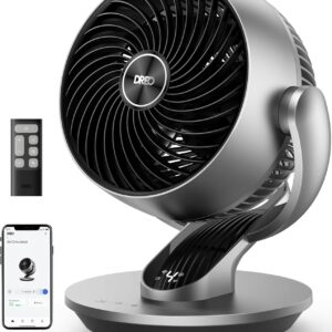DREO Smart Fan for Bedroom,120° Vertical and 90° Oscillating Fan with Remote/Voice, 13 Inch Height Quiet Air Circulator for Whole Room, 70 ft, 4 Speeds, 5 Modes, 12H Timer, Desk Fans for Home, Office