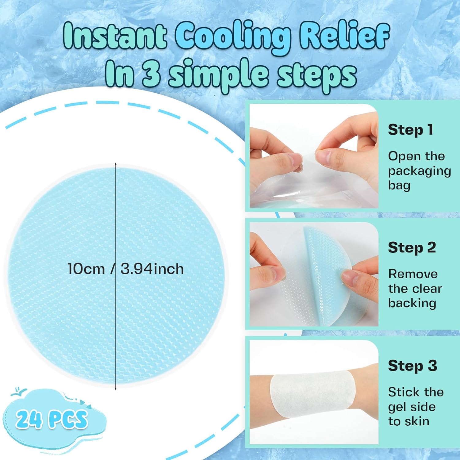 TrelaCo 24 Sheets Round Cooling Patches for Instant Relief from Heat Workouts Hot Flashes Hydrogel Patches Cooling Relief During Mild to Moderately Strenuous Activities - Image 2