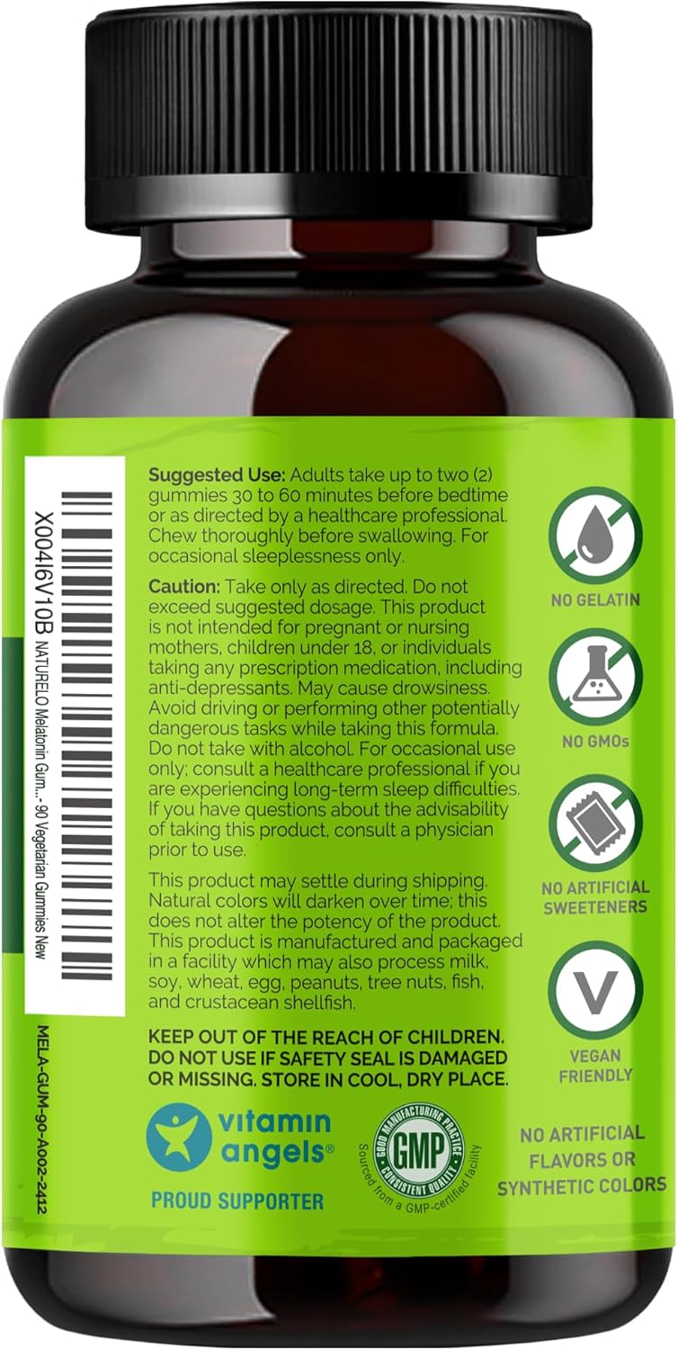NATURELO Melatonin Gummies – Non-GMO, Gluten-Free, Soy Free - Strawberry Flavor - Gentle Sleep Supplement - 90 Vegetarian Gummies - Image 6