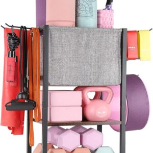 Yoga Mat Storage Rack Home Gym Equipment Workout Equipment Organizer Yoga Mat Holder for Dumbbell,Kettlebell and More Gym Accessories Gym Essentials Women Men Fitness Exercise Equipment Organization