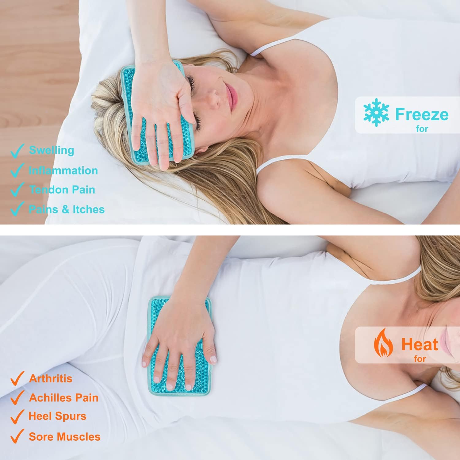 Gel Beads Ice Pack Ice Bag with Strap-1 Pack Reusable Hot & Cold Pack Compress for Knee, Shoulder, Foot, Back, Ankle, Neck, Hip, Elbow, Wisdom Tooth-7.76''x4.93''(Blue) - Image 3