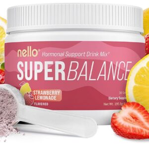 Nello Superbalance Hormonal Support Drink Mix, SRI-81 Shatavari, Myo-Inositol, Rhodiola Rosea, Vitamin C, Magnesium, Theobromine (30 Servings, Strawberry Lemonade)