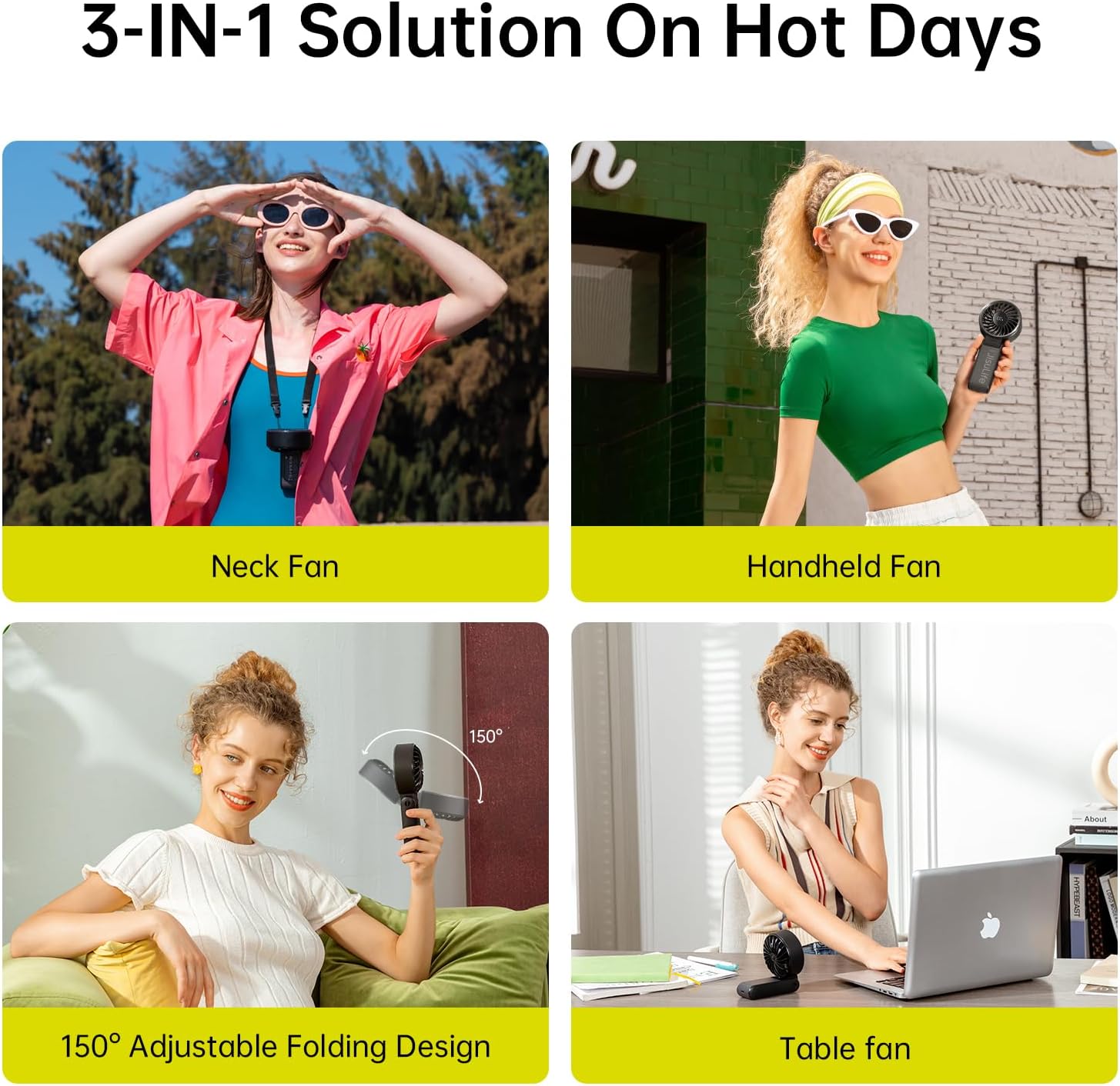 JISULIFE Handheld Fan Life7 – Ultimate Flexibility: Wide & Strong Airflow, 19.5H Max Cooling, 5000mAh Rechargeable, 5-Speed, LED Display, 3 IN 1 Portable Fan for Travel, Concerts, Sports Events(Black) - Image 2