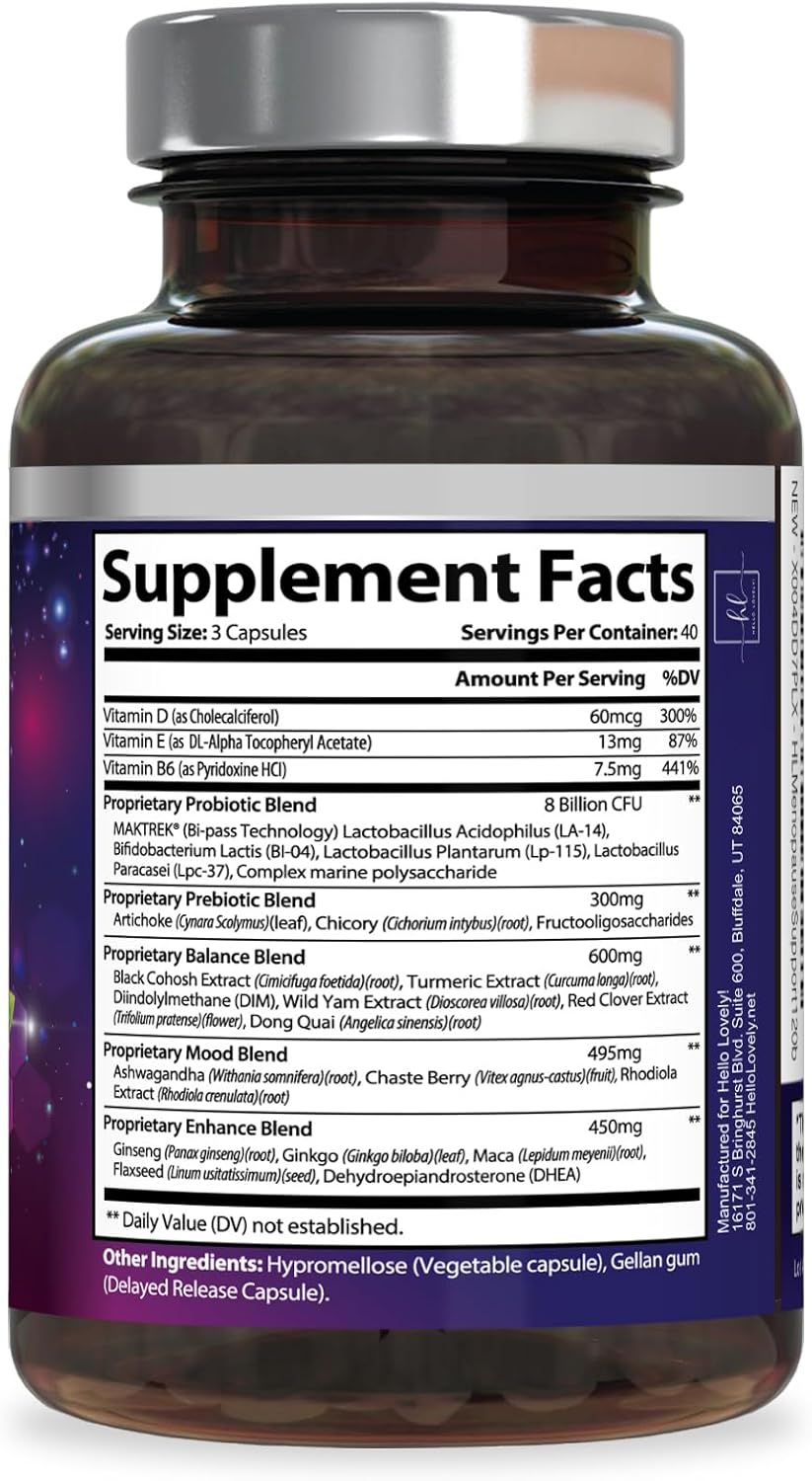 Menopause Supplements for Women - Hot Flash Night Sweats & Menopause Relief Pills - Probiotic Blend 8 Billion CFU Per Serving with Dong Quai & Black Cohosh - Vaginal, Digestive Support - 120 Capsules - Image 9