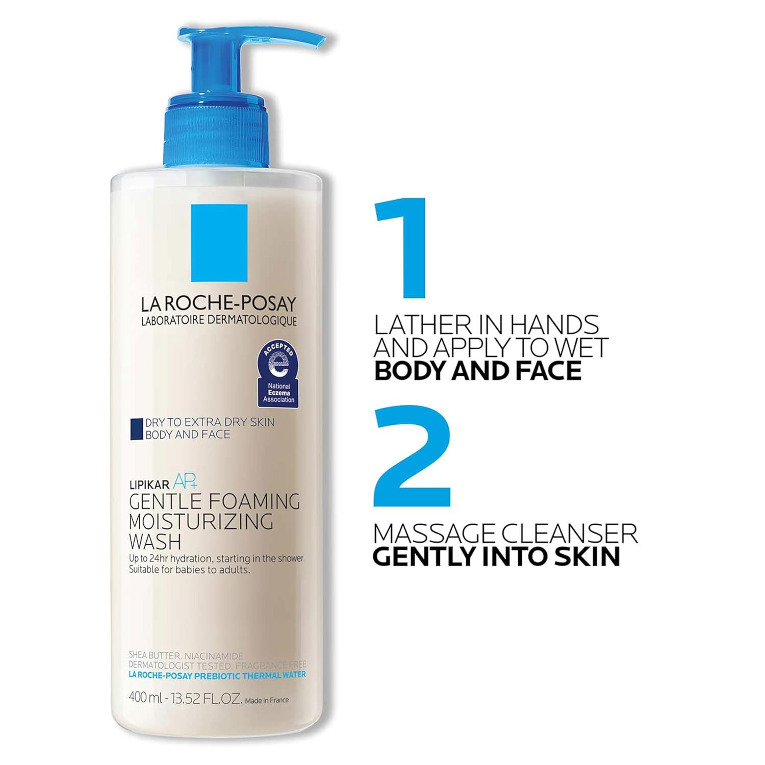 La Roche-Posay Lipikar AP+ Gentle Foaming Moisturizing Wash, Shea Butter + Niacinamide + Glycerin, Moisturizing Body Wash For Dry Skin, National Eczema Association Accepted, Dermatologist Tested - Image 7