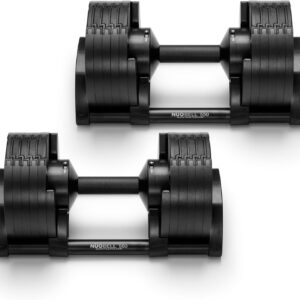NÜOBELL® Adjustable Dumbbell Set, 5-50 LB or 5-80 LB, Easy Twist 2024-25 Model, All-In-One Weights Set (Pair) for Home, Original Manufacturer