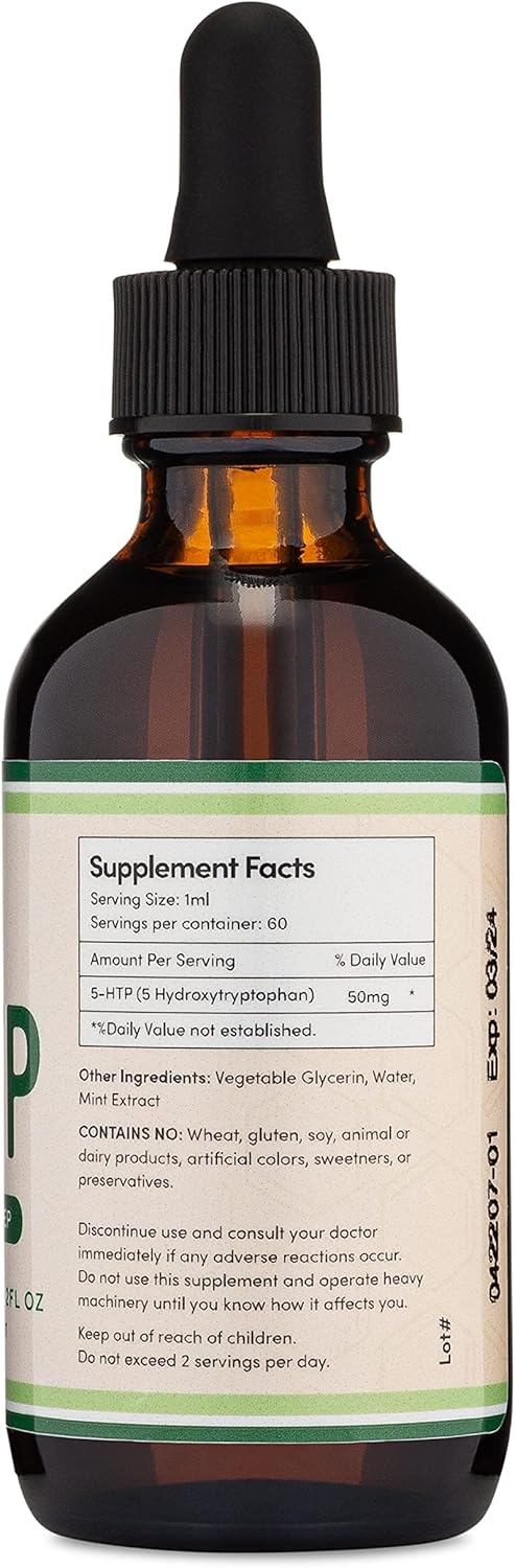 5HTP Liquid Drops - More Absorbable and Effective Than 5 HTP Capsules (60 Servings of 50mg 99%+ 5-HTP) Serotonin Supplement for Mood, Sleep, and Relaxation by Double Wood - Image 4