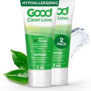 Good Clean Love BioNude Ultra Sensitive Personal Lubricant, Hypoallergenic Unscented & Unflavored Water-Based Lube, Safe for Adult Toys & Condoms, Intimate Wellness Gel for Men & Women, 3 Oz (2-Pack)