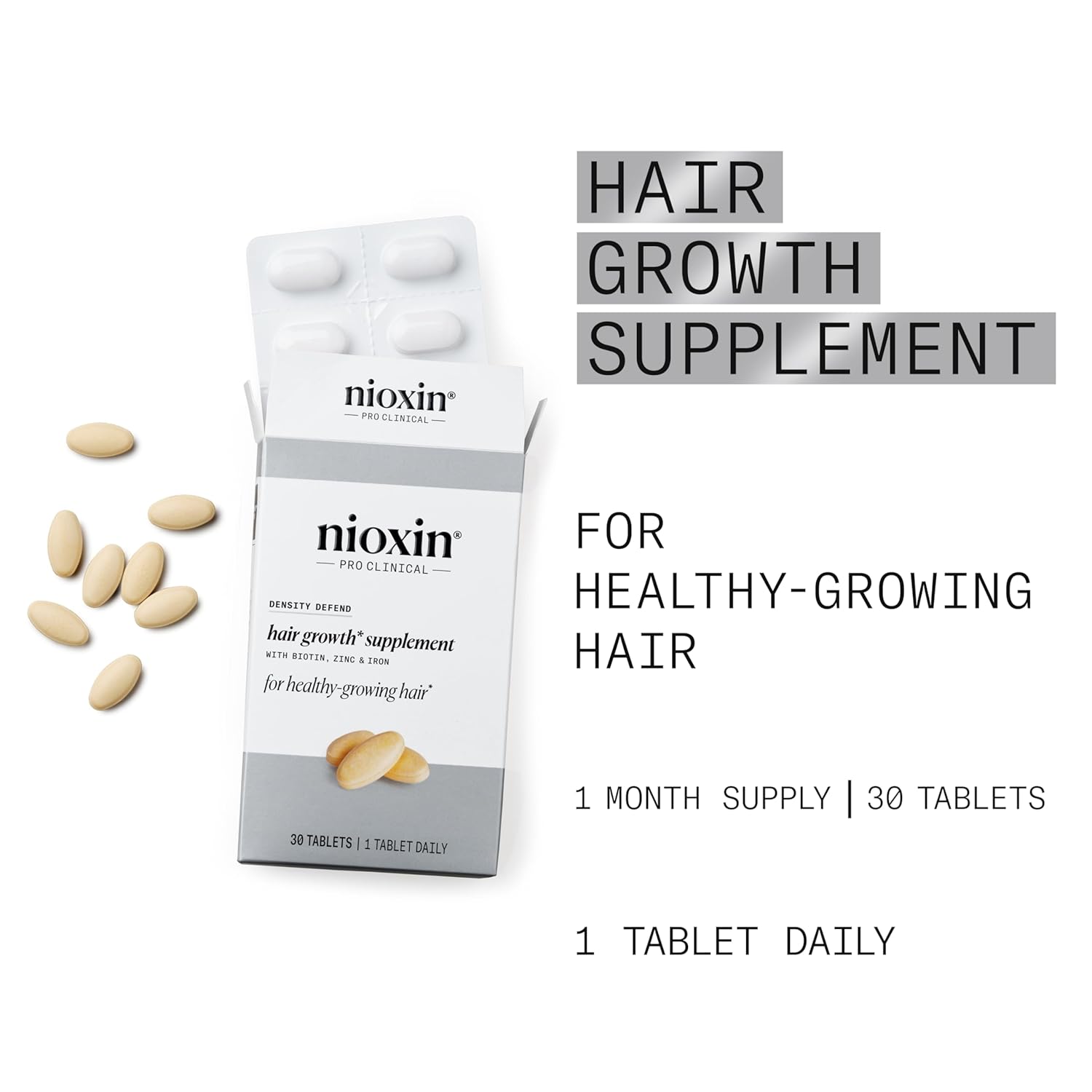 NIOXIN Density Defend Hair Growth Supplements | with Biotin, Zinc and Iron | for Hair Growth and Thickness | 30 Tablets - Image 3