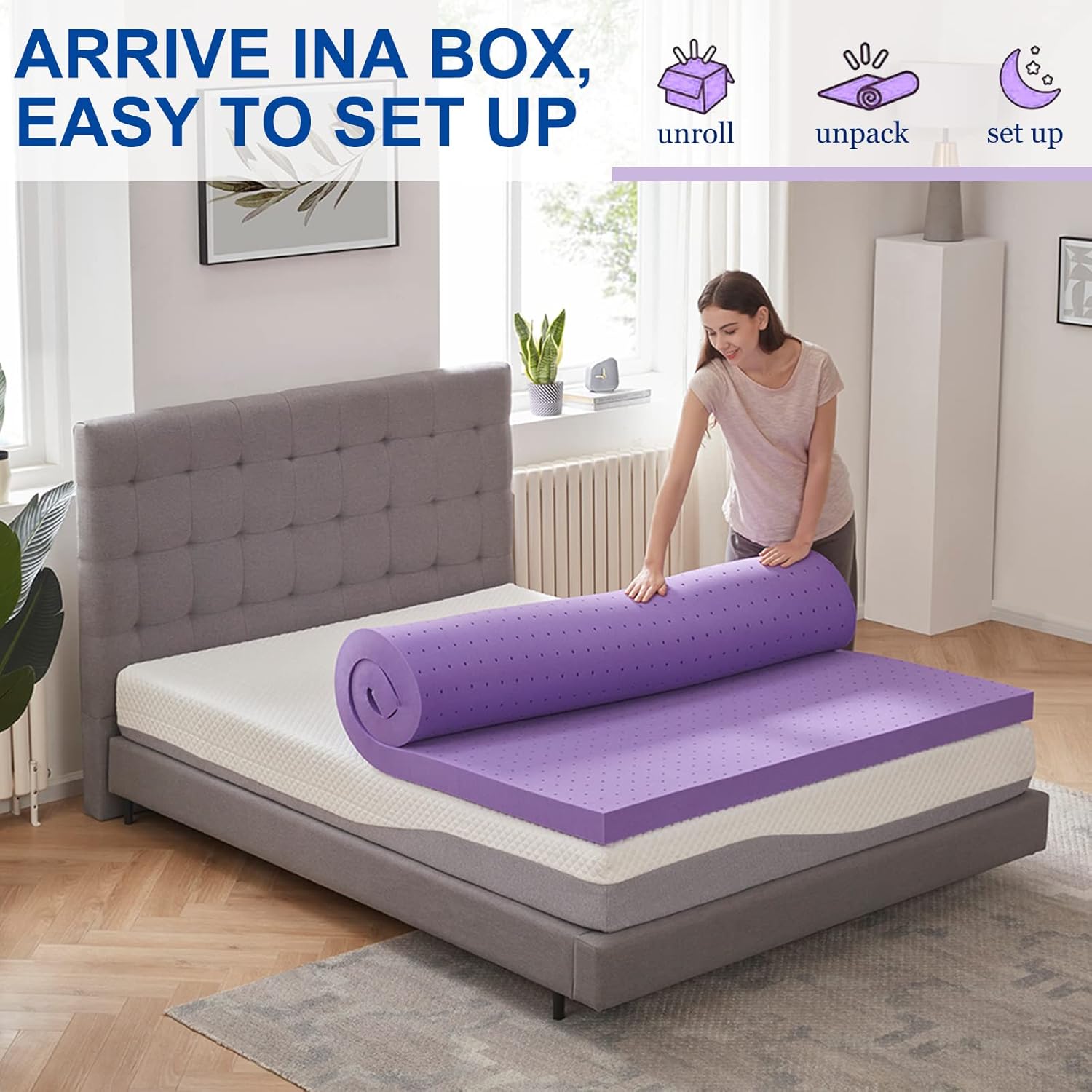 SINWEEK 2 Inch Gel Memory Foam Mattress Topper Ventilated Soft Pressure Relieve Mattress Pad, Breathable Bed Topper, CertiPUR-US Certified, Twin Size - Image 5