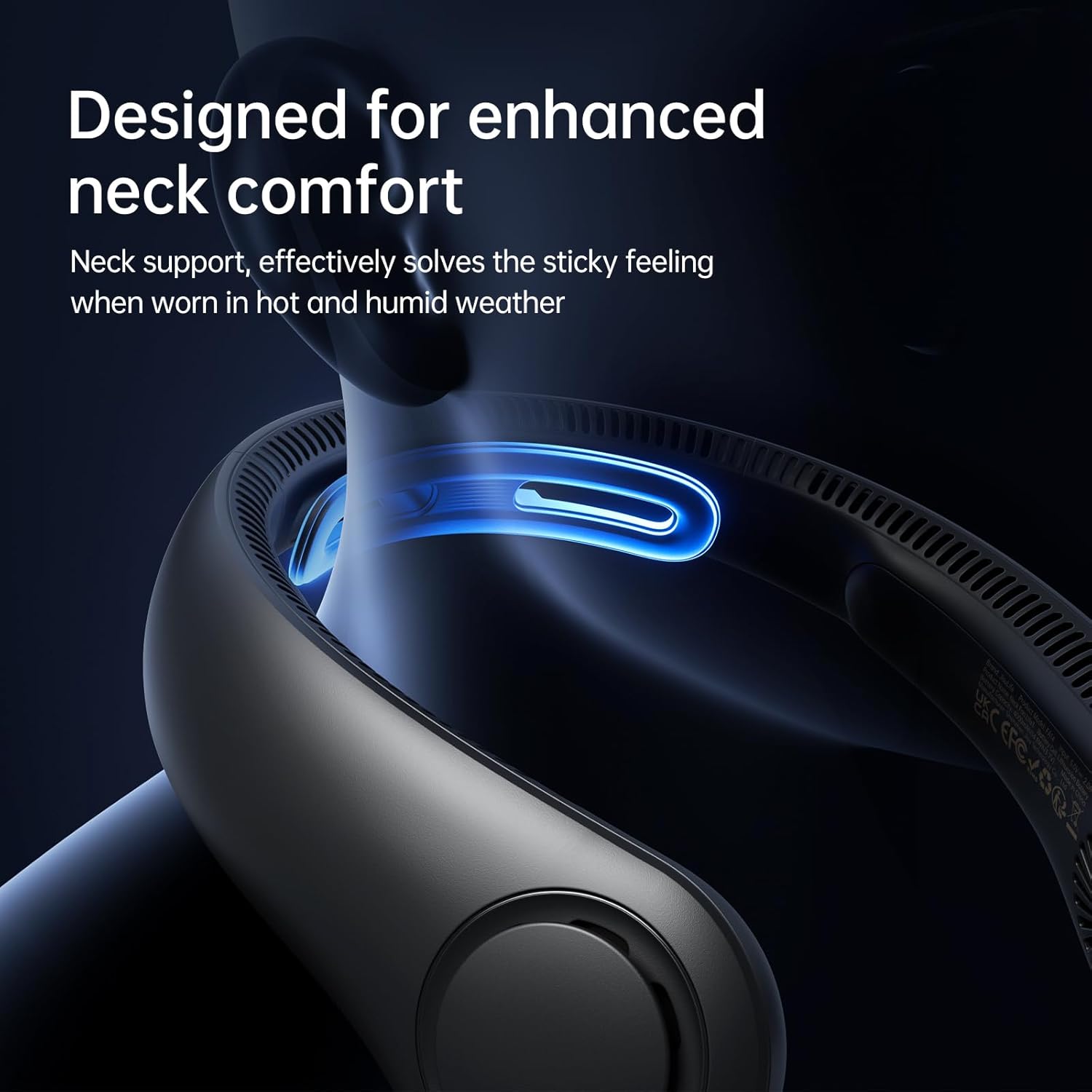JISULIFE Portable Neck Fan Upgraded, Neckbrace Personal Hands Free, 5 Speed Gears Adjustment, 5000 mAh Wearable Bladeless Quiet Rechargeable for Outdoor Indoor, Gifts for Women Men- Black - Image 2
