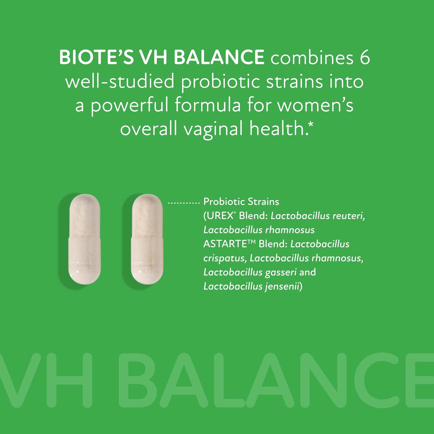 Biote Nutraceuticals - vH Balance - Vaginal Health + Microbiome Support (30 Capsules) - Image 3