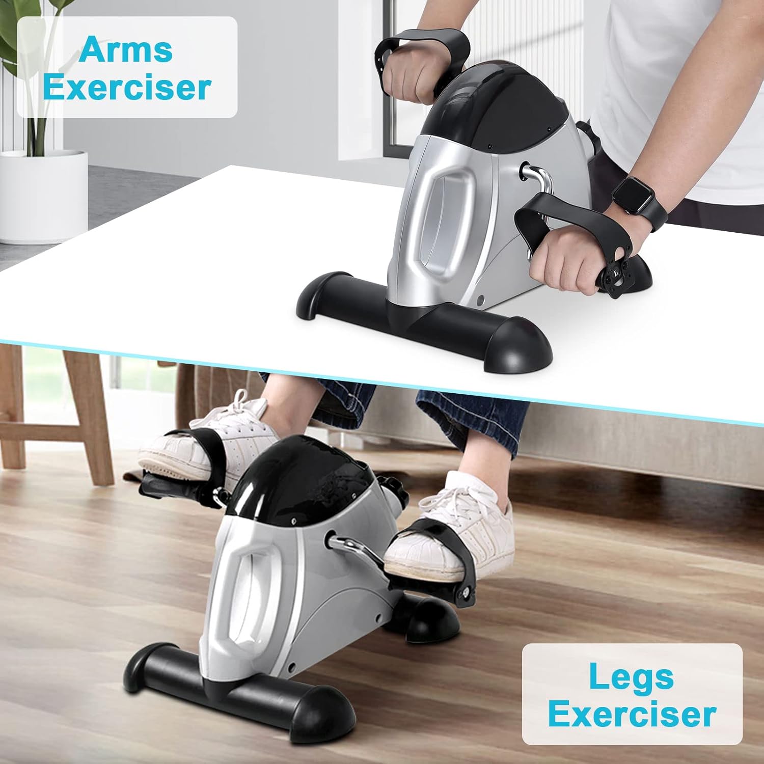 Mini Exercise Bike, himaly Under Desk Bike Pedal Exerciser Portable Foot Cycle Arm & Leg Peddler Machine with LCD Screen Displays - Image 3