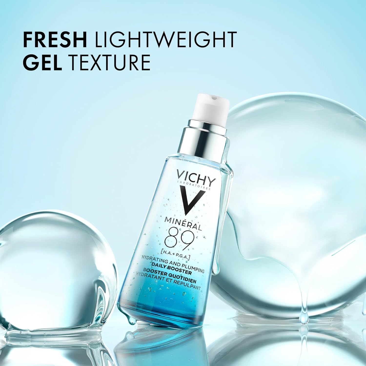 Vichy Mineral 89 Booster, Pure Hyaluronic Acid Serum for Face with Polyglutamic Acid for Skin Barrier Repair, Plumps & Hydrates, Lightweight Hydrating Serum, Oil-Free, Non-Sticky - Image 3
