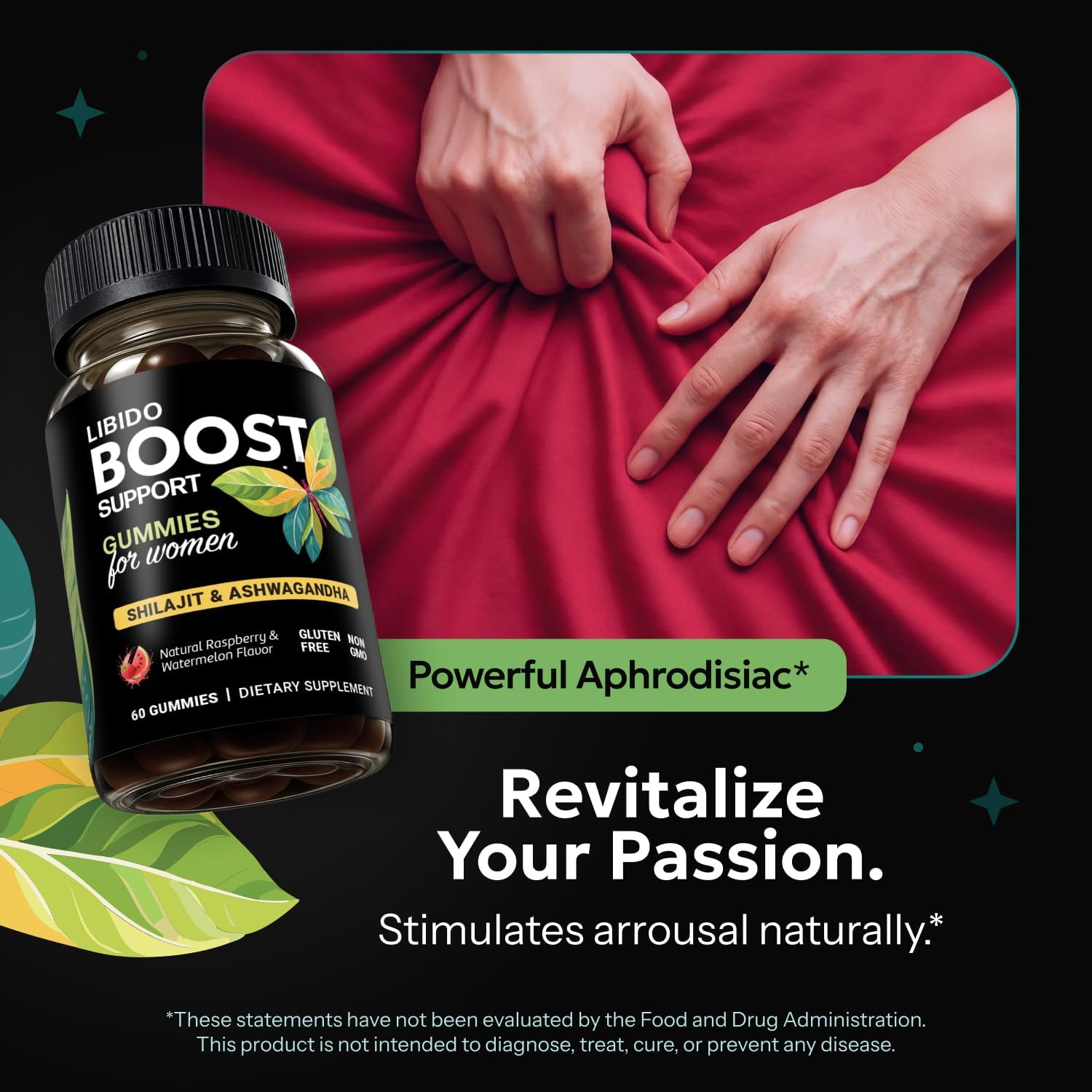 Libido Support for Women Gummies - Fast Acting Intimacy and Mood Support Libido Gummies for Women with Shilajit and Ashwagandha - 60 Ct - Image 8