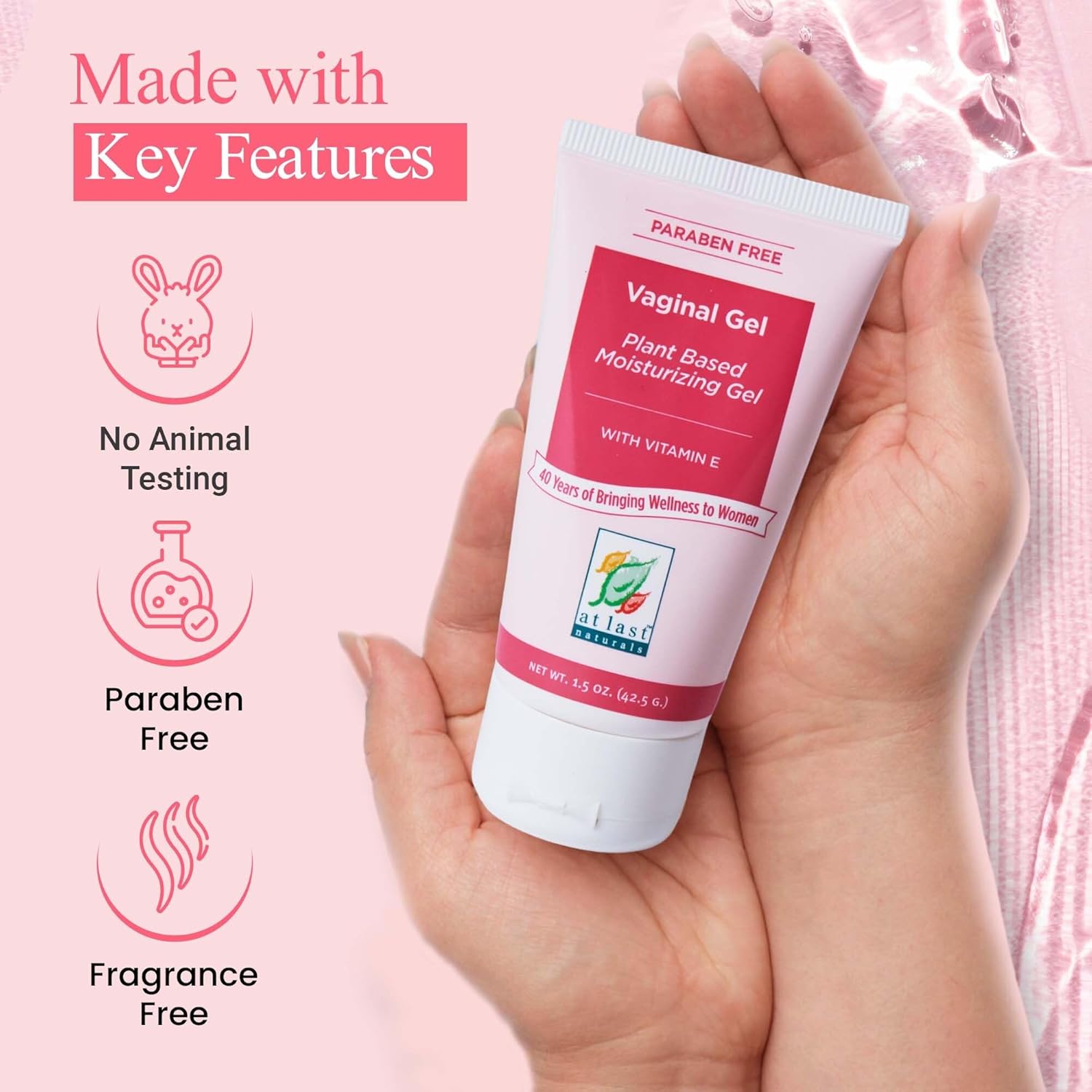 At Last Naturals SKIN Moisturizer Gel 1.5 oz Plant Based with Wild Yam and Vitamin E Helps Restore Moisture and pH Balance for Feminine Care Paraben Free Non Greasy Long Lasting Hydration 1 Pack - Image 3
