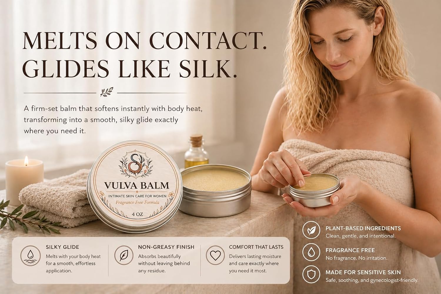 Vulva Balm for Women – Premium Intimate Skin Care, Fragrance Free Vaginal Moisturizer, Soothes Dryness, Itching & Irritation, 4 oz Full Size - Image 8