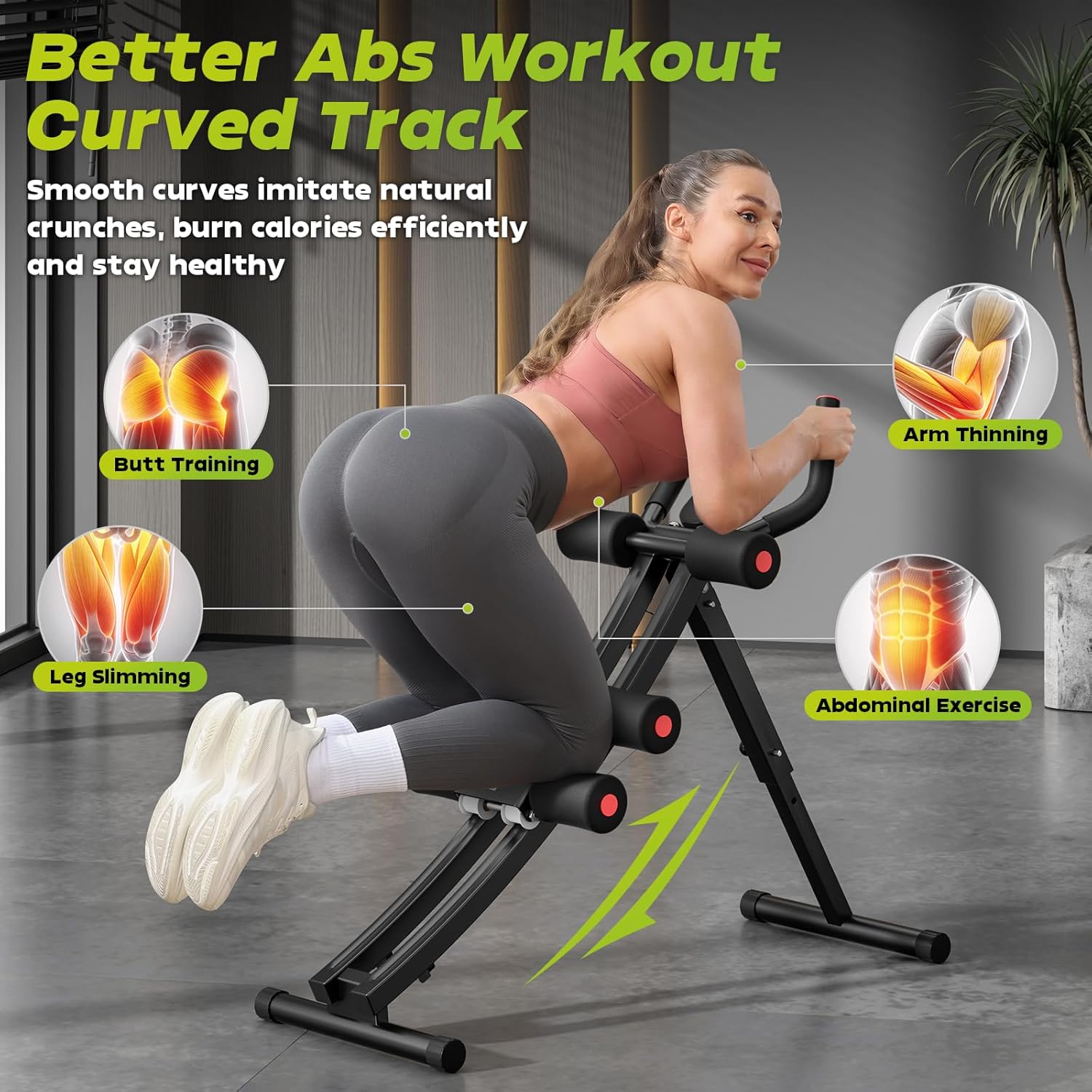 BODY RHYTHM Dual-Track Ab Machine with 4 Adjustable Heights, Foldable Core & Abdominal Exercise Machine, Total AB Workout Equipment for Home Gym, Ab Women Exercise Fitnes Trainer. - Image 2