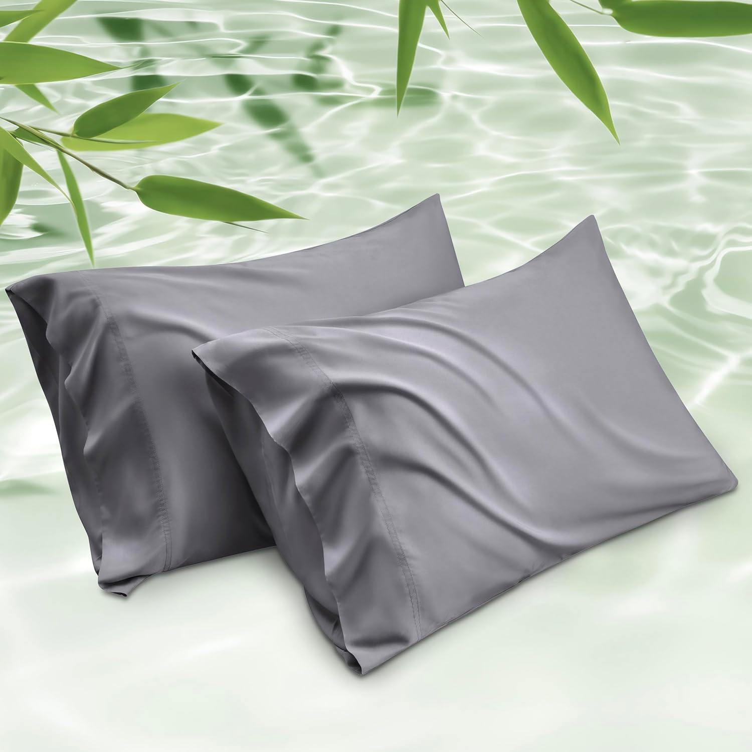 Bedsure Cooling Pillow Cases Queen – Bamboo-Derived Rayon Pillowcase Set (2 Pack, 20×30"), Soft Breathable Pillow Covers with Envelope Closure