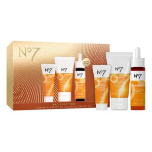 No7 Radiance Trio Gift Set - Includes Radiance+ Brightening Vitamin C Face Moisturizer, 15% Vitamin C Facial Serum, and Daily Energizing Exfoliating Face Wash (3 pieces)