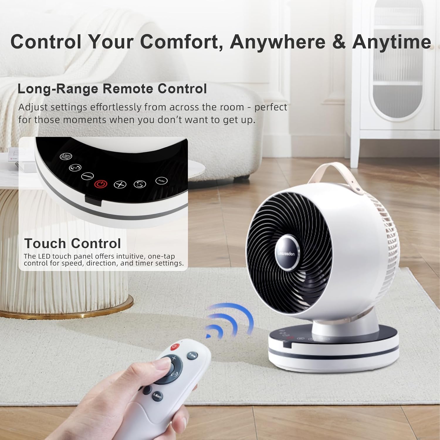 Air Circulator Fan 0dB Quiet 15.75 Inch Table Fans for Bedroom, 12 Speeds, 12H Timer, Auto Temperature Control Oscillating Fan Desk Fan with Remote for Home Office Dorm - Image 6