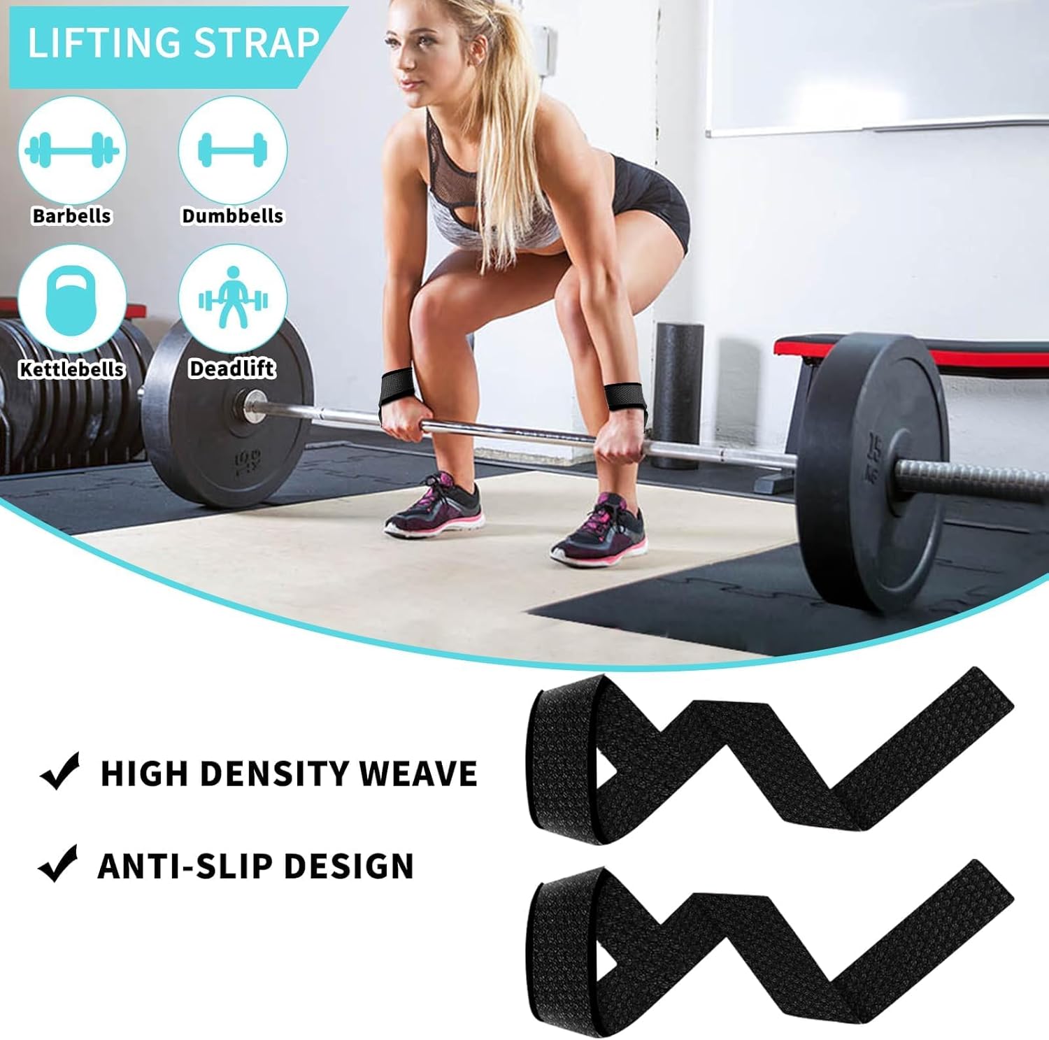 SINYWAY Barbell Pad Set for Squat,10 PCS Hip Thrusts Workout Foam Weight Lifting Bar Cushion with 2 Gym Ankle Straps,3 Hip Resistance Bands,2 Lifting Strap,Barbell Pad and Carry Bag - Image 6